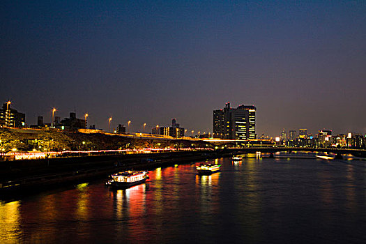 水岸,夜晚,东京,日本,亚洲