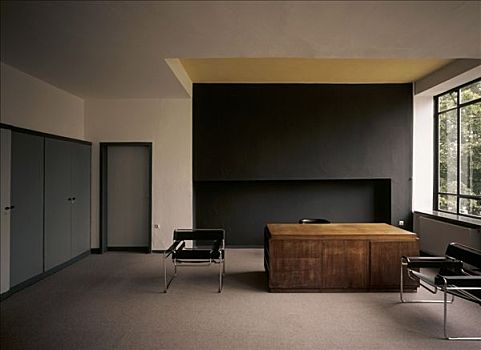 德绍,办公室,室内,管状,钢铁,椅子,木质,书桌