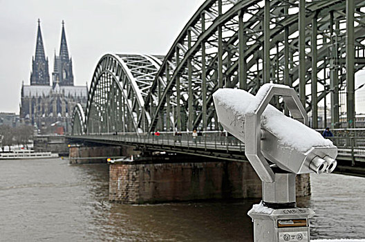 科隆,大教堂,桥,冬天,北莱茵威斯特伐利亚,德国,欧洲