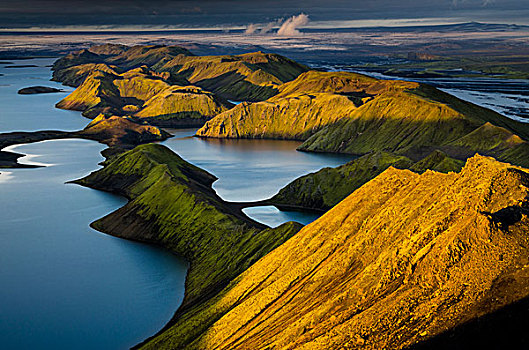 风景,山,湖,后面,瓦特纳冰川,冰河,高地地区,冰岛,欧洲