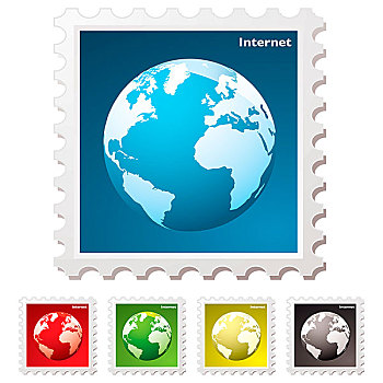 互联网,邮票,概念,世界,象征,影子