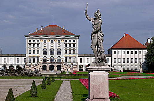 雕塑,正面,宁芬堡,城堡,慕尼黑