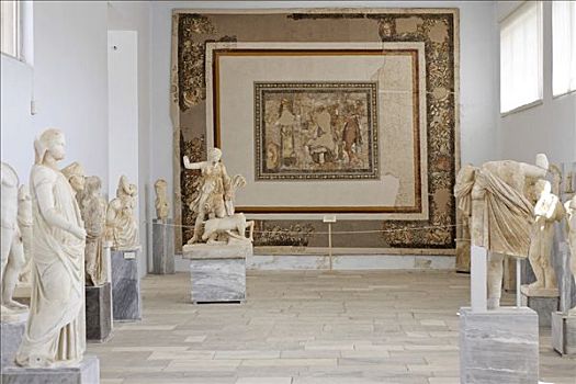 镶嵌图案,地面,博物馆,得洛斯,希腊