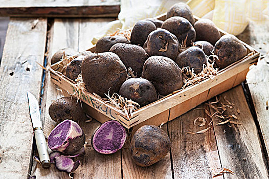 紫色,土豆,木质,篮子