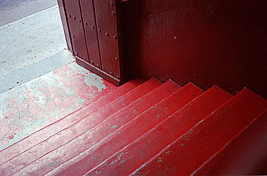 红色,涂绘,楼梯,门,街道,委内瑞拉