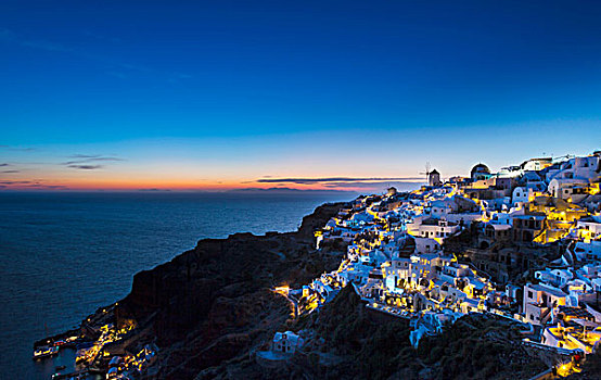 悬崖,房子,光亮,夜晚,雅典,希腊,欧洲