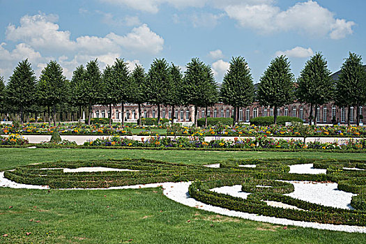 城堡,施威琴根,宫殿,花坛,正规花园,德国