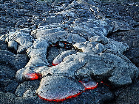 火山,火山爆发,火山岩,红色,热,熔岩流,美国,夏威夷,北美