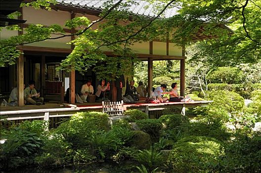 庙宇,冥想,平台,花园,靠近,京都,日本,亚洲