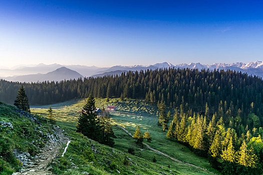 德国,巴伐利亚,巴伐利亚阿尔卑斯山,清晨