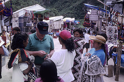 秘鲁,圣谷,靠近,马丘比丘,游客,购物,纪念品