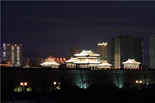 大同,中国,夜晚