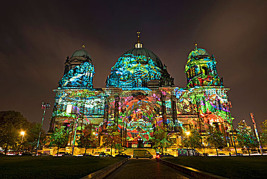 节日,柏林大教堂,夜晚,区域,柏林,德国,欧洲