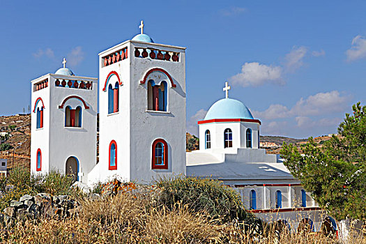 教堂,纳克索斯岛,基克拉迪群岛,爱琴海,希腊,欧洲