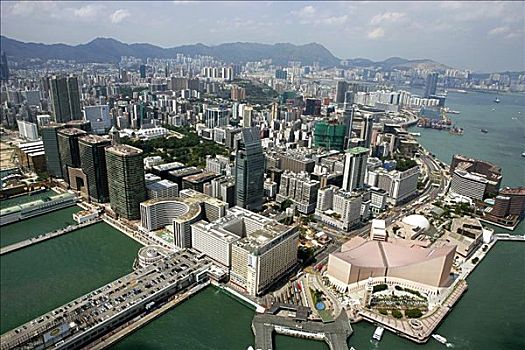 航拍,远眺,九龙,香港