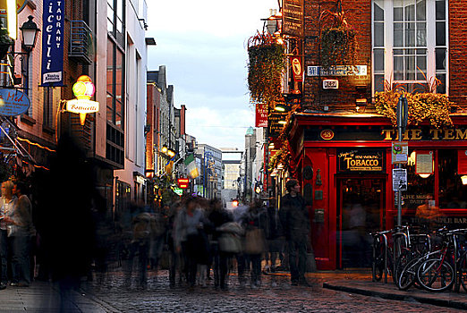 爱尔兰,都柏林,圣殿酒吧,夜晚,忙碌,区域