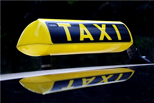 黄色,霓虹,出租车,标识,反射,汽车,屋顶