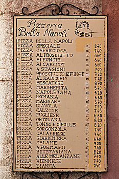 意大利,省,加尔达,菜单,比萨饼店,那不勒斯