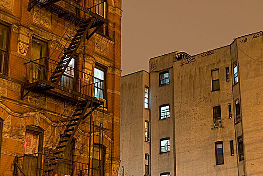 建筑,夜晚,贫民区,纽约