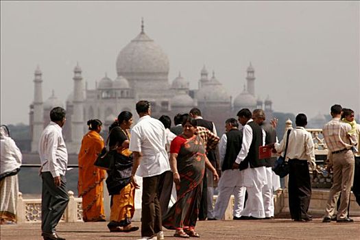 印度,游客,泰姬陵,背景,北方邦,亚洲