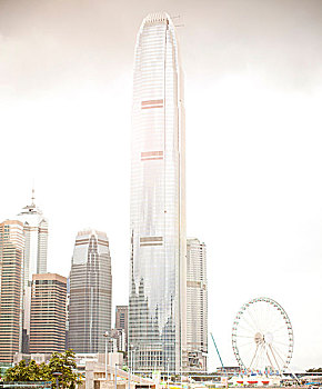 摩天轮,中心,天际线,香港,中国