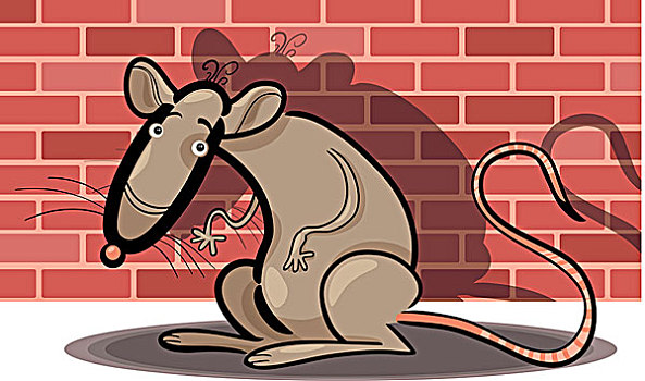卡通,老鼠,砖墙
