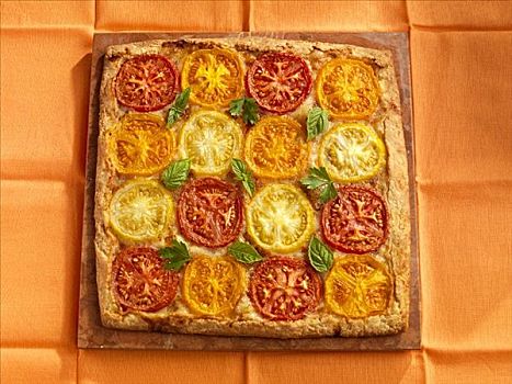 西红柿,奶酪,法式甜饼,红色,橙色,黄色,文化遗产
