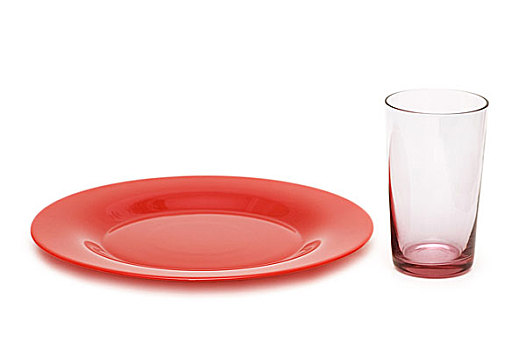 红色,盘子,玻璃,隔绝,白色