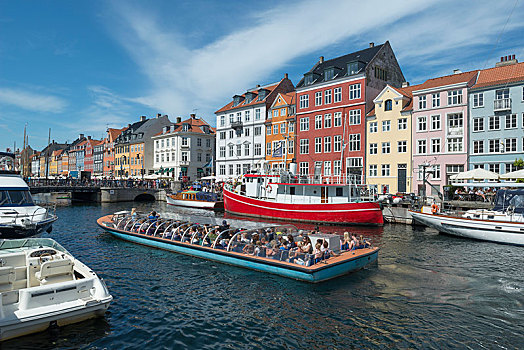 新港,水道,游船,哥本哈根,首都,区域,丹麦,欧洲