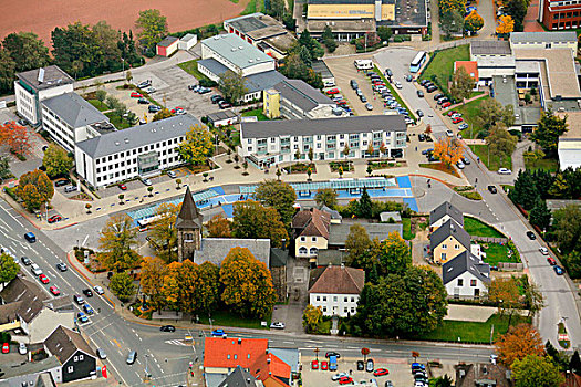 航拍,市政厅,区域,北莱茵威斯特伐利亚,德国,欧洲