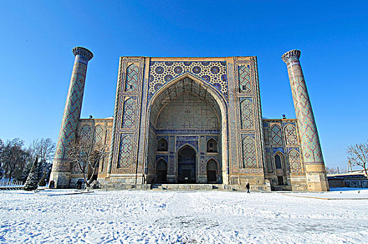乌兹别克斯坦,撒马尔罕,请求,清真寺,雪地,拉吉斯坦
