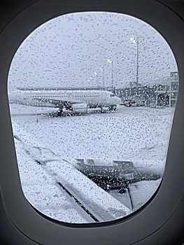 飞机,慕尼黑,机场,雪,天气,窗户
