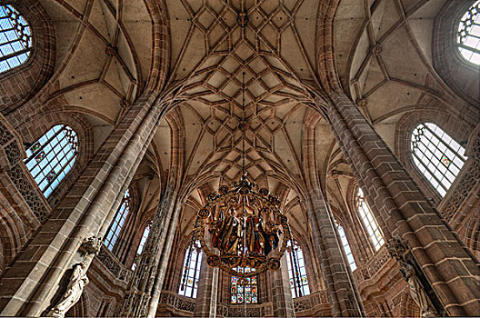 拱顶,教堂,纽伦堡,中间,弗兰克尼亚,巴伐利亚,德国,欧洲