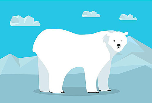 有趣,北极熊,插画,背景,北极,冰河,走,冰,动物,可爱,矢量,野生动物