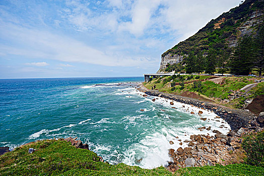 海洋,悬崖,桥,太平洋,新南威尔士,澳大利亚