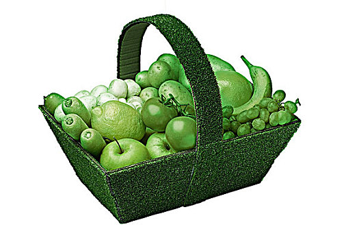 绿色,篮子,果蔬