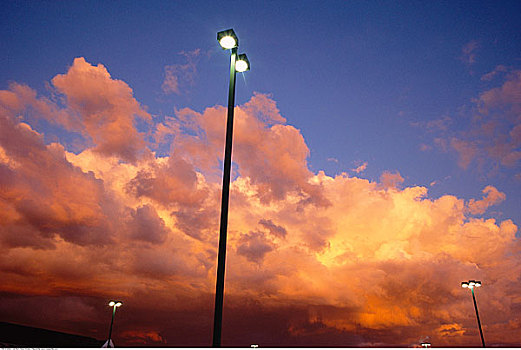停车场,光亮,天空