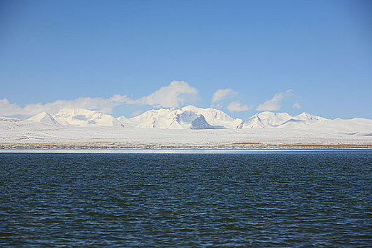 青海,可可西里,科考湖,湖对面就是青海省最高峰布格达坂峰