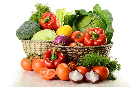蔬菜,柳条篮,隔绝,白色背景