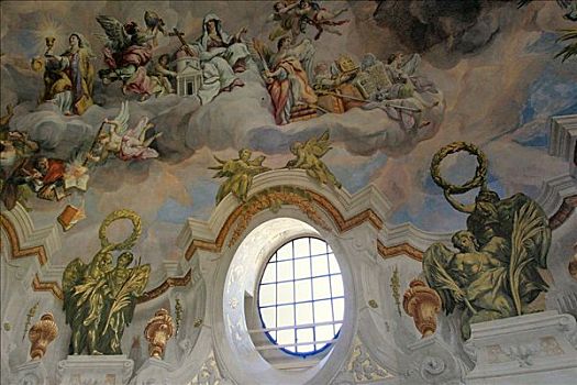 教堂,室内,壁画,穹顶,巴洛克,奥地利,维也纳