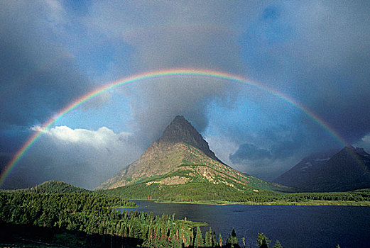 彩虹,上方,冰川国家公园,蒙大拿,美国