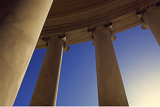 仰视,柱子,天花板,杰佛逊纪念馆,华盛顿,美国
