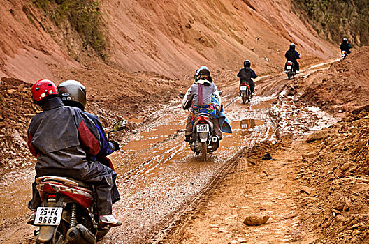 轻型摩托车,山谷,越南,亚洲