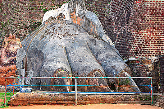 巨大,石头,爪子,上升,堡垒,狮子岩,锡吉里耶,世界遗产,中央省,斯里兰卡,亚洲