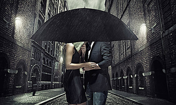 可爱,情侣,黑色,伞