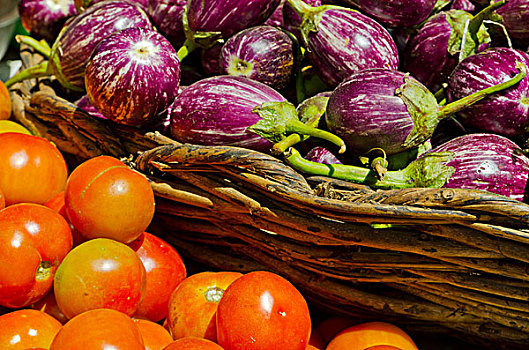 西红柿,茄子,市场,马杜赖,印度,亚洲
