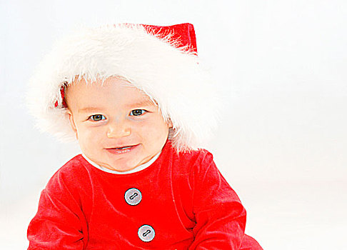 微笑,男婴,圣诞老人,装束