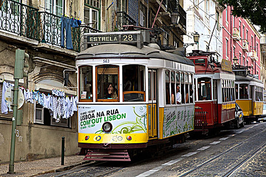 有轨电车,线条,里斯本,葡萄牙,欧洲
