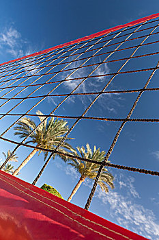 排球网,蓝色背景,天空
