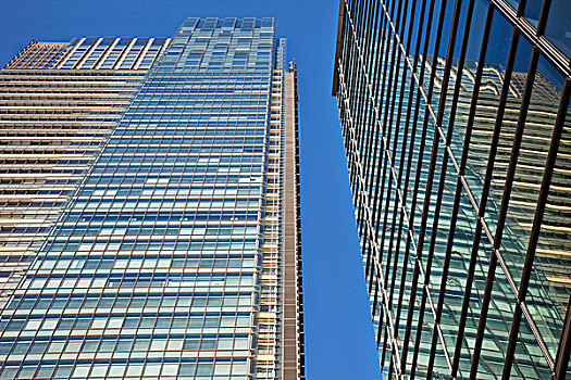 仰视,摩天大楼,东京,市中心,复杂,日本
